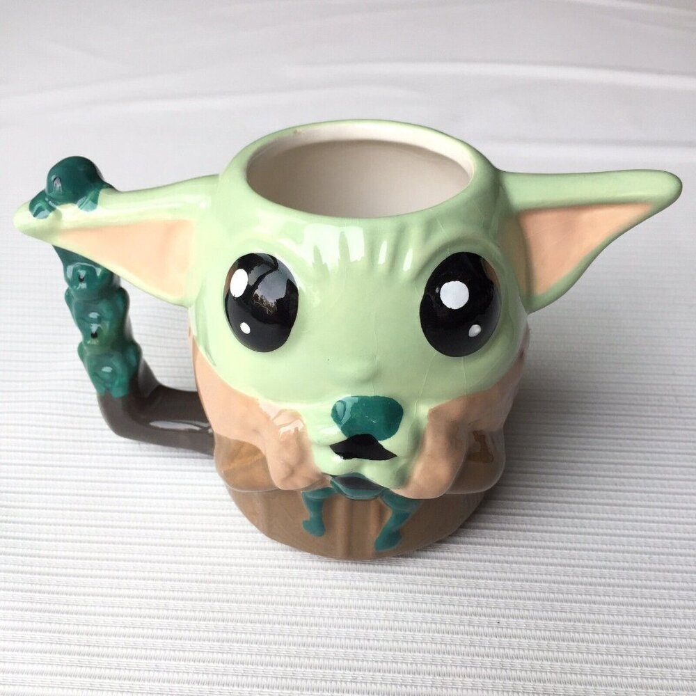 Star Wars The Mandalorian Grogu Child Baby Yoda Sculpted 3D Ceramic Mug Disney